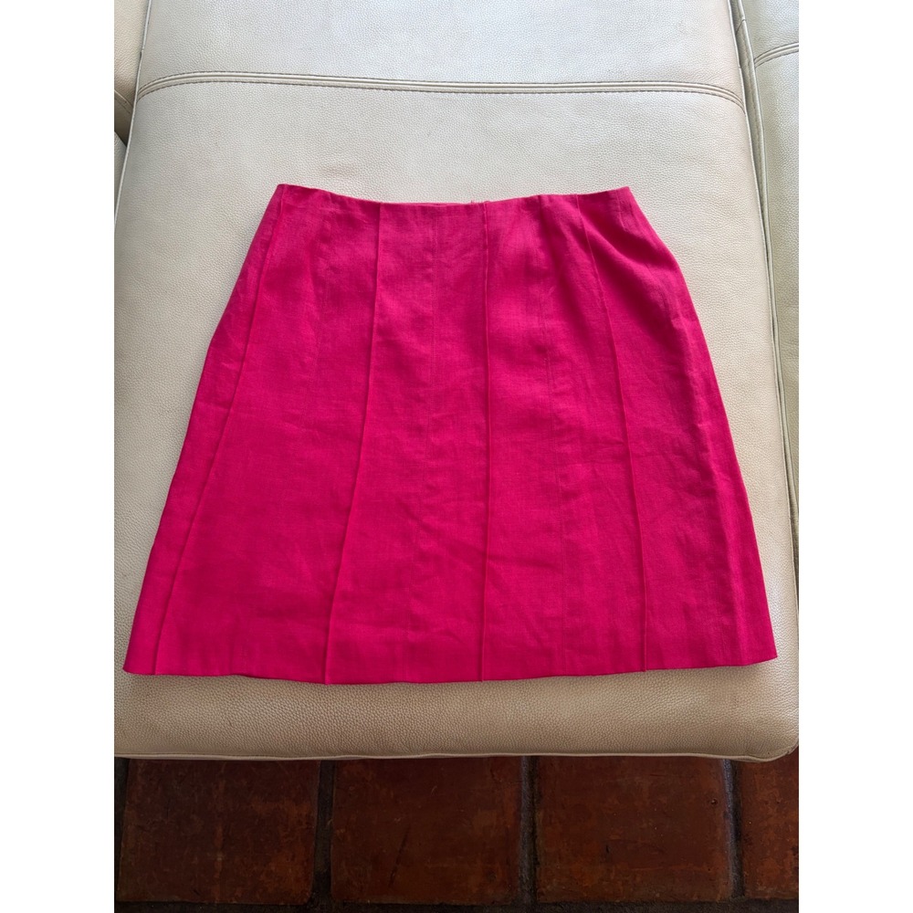Talbots Petites Hot Pink Size 14 Irish Linen A-Line Barbie Mini Skirt